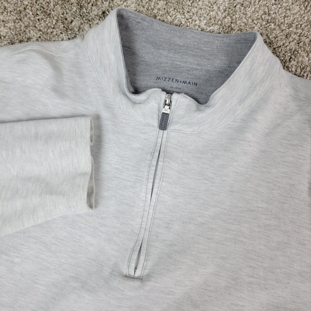 Mizzen + Main Mens 2XL Gray Performance Stretch Quarter‎ Zip Long Sleeve